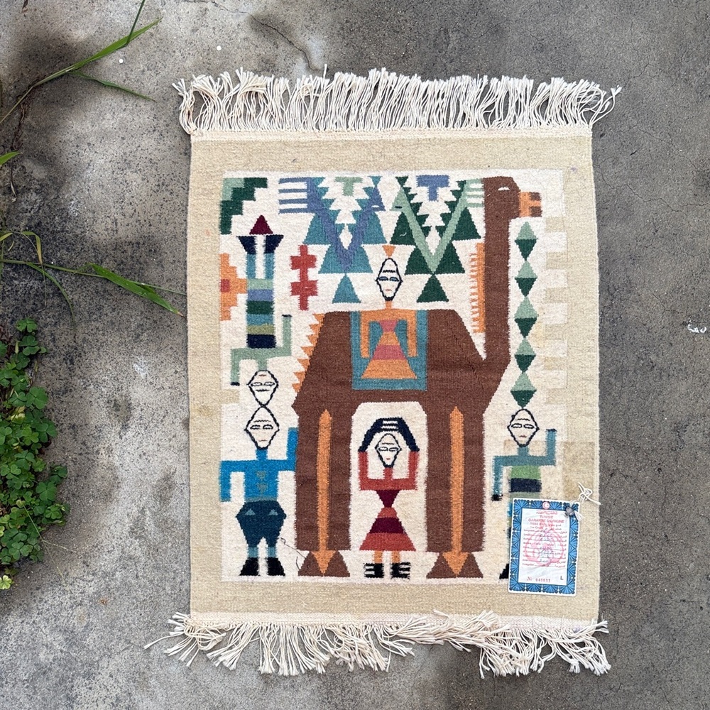 Tunisian Colorful Geometric Pattern Rug